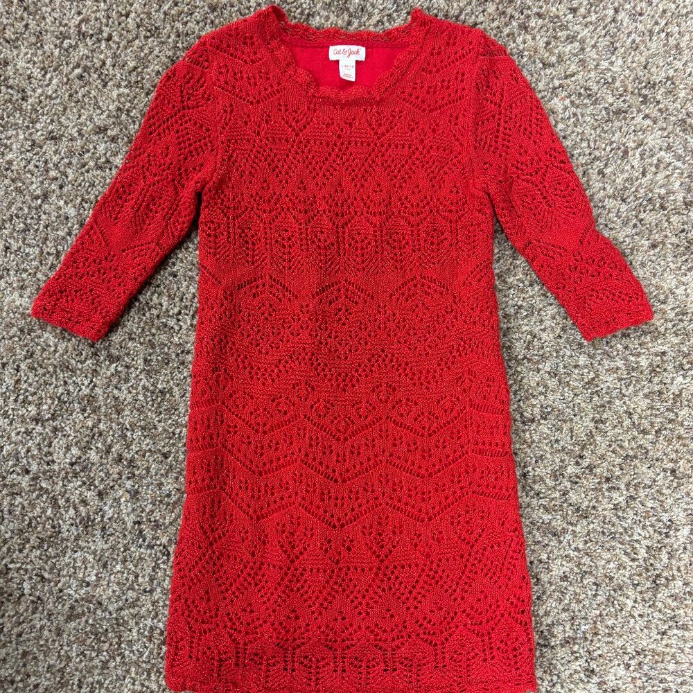 Cat & Jack - Girls 3/4 Sleeve Sparkle Sweater Dress - Size L (10/12)  - 1910